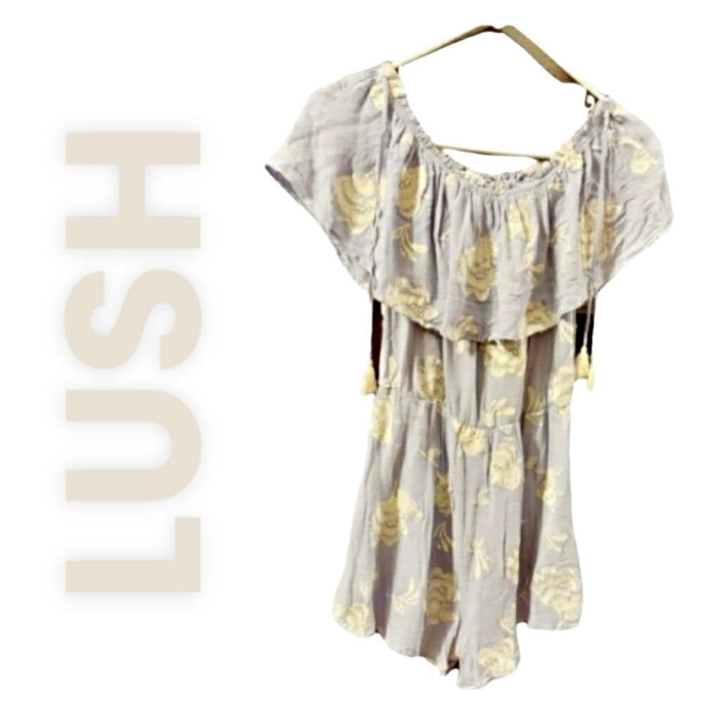 LUSH Floral Romper Light Blue & Cream Juniors Size Small